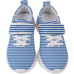 Classic Marine Stripes Pattern, Retro Stylised Striped Theme Kids  Velcro Strap Shoes by Casemiro