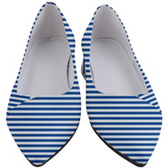 Classic Marine Stripes Pattern, Retro Stylised Striped Theme Women s Block Heels 