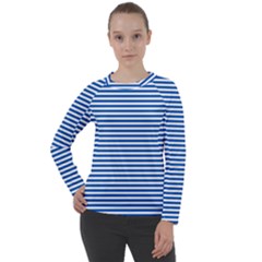 Classic Marine Stripes Pattern, Retro Stylised Striped Theme Women s Long Sleeve Raglan Tee