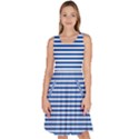 Classic marine stripes pattern, retro stylised striped theme Knee Length Skater Dress With Pockets View1