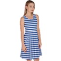 Classic marine stripes pattern, retro stylised striped theme Knee Length Skater Dress With Pockets View3