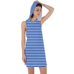 Classic Marine Stripes Pattern, Retro Stylised Striped Theme Racer Back Hoodie Dress by Casemiro