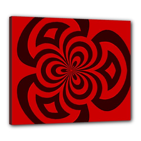 Spiral Abstraction Red, Abstract Curves Pattern, Mandala Style Canvas 24  X 20  (stretched) by Casemiro