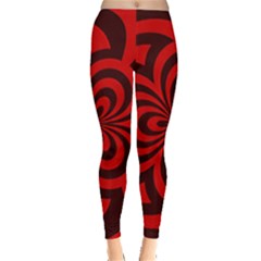 Spiral Abstraction Red, Abstract Curves Pattern, Mandala Style Leggings  by Casemiro