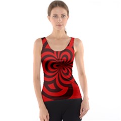 Spiral Abstraction Red, Abstract Curves Pattern, Mandala Style Tank Top by Casemiro