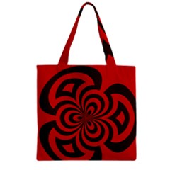 Spiral Abstraction Red, Abstract Curves Pattern, Mandala Style Zipper Grocery Tote Bag by Casemiro