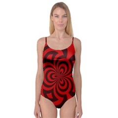 Spiral Abstraction Red, Abstract Curves Pattern, Mandala Style Camisole Leotard  by Casemiro