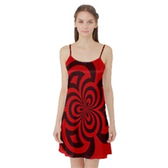 Spiral Abstraction Red, Abstract Curves Pattern, Mandala Style Satin Night Slip by Casemiro