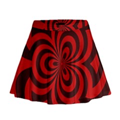 Spiral Abstraction Red, Abstract Curves Pattern, Mandala Style Mini Flare Skirt by Casemiro