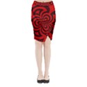 Spiral Abstraction Red, abstract curves pattern, mandala style Midi Wrap Pencil Skirt View1