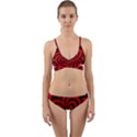 Spiral Abstraction Red, abstract curves pattern, mandala style Wrap Around Bikini Set View1