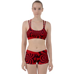 Spiral Abstraction Red, Abstract Curves Pattern, Mandala Style Perfect Fit Gym Set by Casemiro