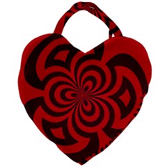 Spiral Abstraction Red, Abstract Curves Pattern, Mandala Style Giant Heart Shaped Tote by Casemiro