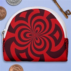 Spiral Abstraction Red, Abstract Curves Pattern, Mandala Style Horseshoe Style Canvas Pouch by Casemiro