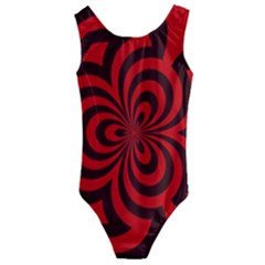 Spiral Abstraction Red, Abstract Curves Pattern, Mandala Style Kids  Cut-out Back One Piece Swimsuit by Casemiro