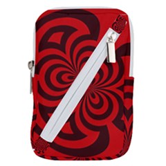 Spiral Abstraction Red, Abstract Curves Pattern, Mandala Style Belt Pouch Bag (small) by Casemiro