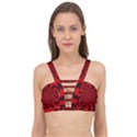 Spiral Abstraction Red, abstract curves pattern, mandala style Cage Up Bikini Top View1