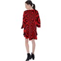 Spiral Abstraction Red, abstract curves pattern, mandala style V-Neck Flare Sleeve Mini Dress View2