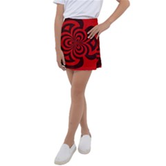 Spiral Abstraction Red, Abstract Curves Pattern, Mandala Style Kids  Tennis Skirt