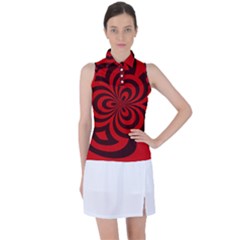 Spiral Abstraction Red, Abstract Curves Pattern, Mandala Style Women s Sleeveless Polo Tee by Casemiro