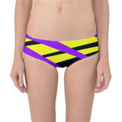 Abstract Triangles, Three Color Dotted Pattern, Purple, Yellow, Black In Saturated Colors Classic Bikini Bottoms by Casemiro