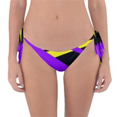 Abstract Triangles, Three Color Dotted Pattern, Purple, Yellow, Black In Saturated Colors Reversible Bikini Bottom by Casemiro