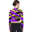 Abstract triangles, three color dotted pattern, purple, yellow, black in saturated colors Long Sleeve Zip Up Bomber Jacket View2