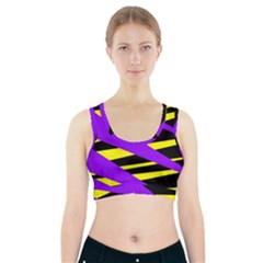 Abstract Triangles, Three Color Dotted Pattern, Purple, Yellow, Black In Saturated Colors Sports Bra With Pocket by Casemiro