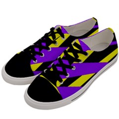 Abstract Triangles, Three Color Dotted Pattern, Purple, Yellow, Black In Saturated Colors Men s Low Top Canvas Sneakers by Casemiro