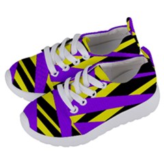 Abstract Triangles, Three Color Dotted Pattern, Purple, Yellow, Black In Saturated Colors Kids  Lightweight Sports Shoes by Casemiro