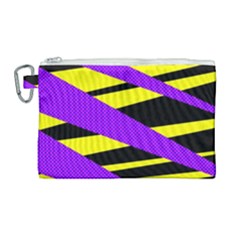 Abstract Triangles, Three Color Dotted Pattern, Purple, Yellow, Black In Saturated Colors Canvas Cosmetic Bag (large)