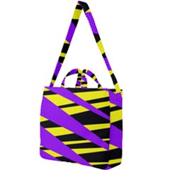 Abstract Triangles, Three Color Dotted Pattern, Purple, Yellow, Black In Saturated Colors Square Shoulder Tote Bag by Casemiro