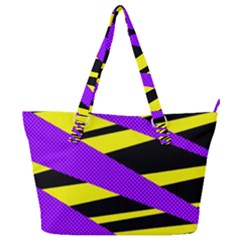 Abstract Triangles, Three Color Dotted Pattern, Purple, Yellow, Black In Saturated Colors Full Print Shoulder Bag by Casemiro