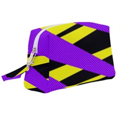 Abstract Triangles, Three Color Dotted Pattern, Purple, Yellow, Black In Saturated Colors Wristlet Pouch Bag (large) by Casemiro