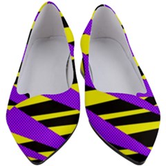 Abstract Triangles, Three Color Dotted Pattern, Purple, Yellow, Black In Saturated Colors Women s Block Heels  by Casemiro