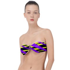 Abstract Triangles, Three Color Dotted Pattern, Purple, Yellow, Black In Saturated Colors Classic Bandeau Bikini Top  by Casemiro