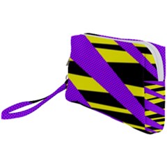 Abstract Triangles, Three Color Dotted Pattern, Purple, Yellow, Black In Saturated Colors Wristlet Pouch Bag (small) by Casemiro