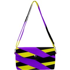 Abstract Triangles, Three Color Dotted Pattern, Purple, Yellow, Black In Saturated Colors Removable Strap Clutch Bag