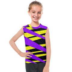 Abstract Triangles, Three Color Dotted Pattern, Purple, Yellow, Black In Saturated Colors Kids  Mesh Tank Top by Casemiro