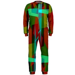 Rainbow Colors Palette Mix, Abstract Triangles, Asymmetric Pattern Onepiece Jumpsuit (men)  by Casemiro