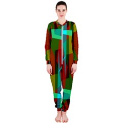 Rainbow Colors Palette Mix, Abstract Triangles, Asymmetric Pattern Onepiece Jumpsuit (ladies)  by Casemiro