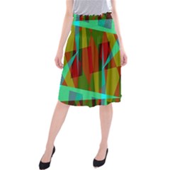 Rainbow Colors Palette Mix, Abstract Triangles, Asymmetric Pattern Midi Beach Skirt by Casemiro