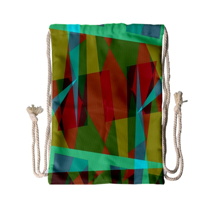 Rainbow colors palette mix, abstract triangles, asymmetric pattern Drawstring Bag (Small)