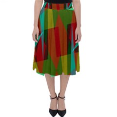 Rainbow Colors Palette Mix, Abstract Triangles, Asymmetric Pattern Classic Midi Skirt by Casemiro