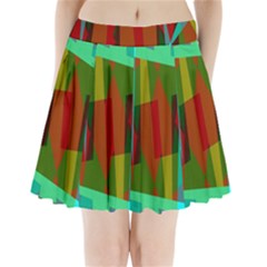 Rainbow Colors Palette Mix, Abstract Triangles, Asymmetric Pattern Pleated Mini Skirt by Casemiro