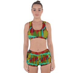 Rainbow Colors Palette Mix, Abstract Triangles, Asymmetric Pattern Racerback Boyleg Bikini Set by Casemiro