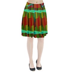 Rainbow Colors Palette Mix, Abstract Triangles, Asymmetric Pattern Pleated Skirt by Casemiro