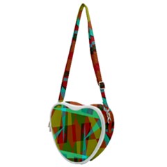 Rainbow Colors Palette Mix, Abstract Triangles, Asymmetric Pattern Heart Shoulder Bag by Casemiro