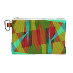 Rainbow Colors Palette Mix, Abstract Triangles, Asymmetric Pattern Canvas Cosmetic Bag (large) by Casemiro