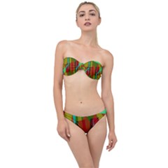 Rainbow Colors Palette Mix, Abstract Triangles, Asymmetric Pattern Classic Bandeau Bikini Set by Casemiro